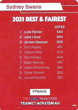 2022 AFL TeamCoach - Best & Fairest Silver #BF-16 Luke Parker Back